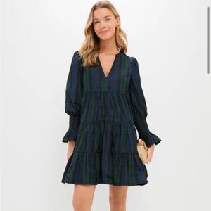 Pomander Place Navy and Green Long Sleeve Dress